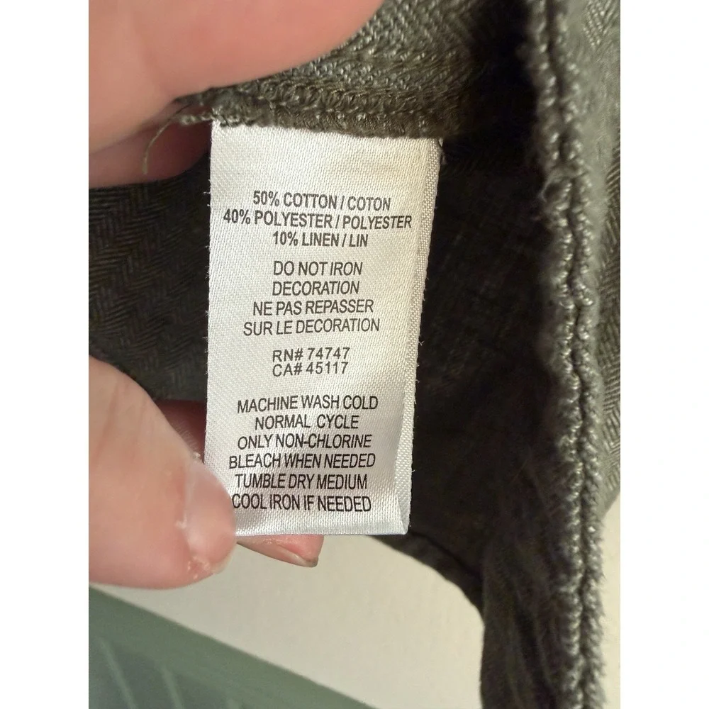Ascend Men's Sea Pine Green Shirt Herringbone Slub Long Sleeve Button Down Small - Picture 5 of 7